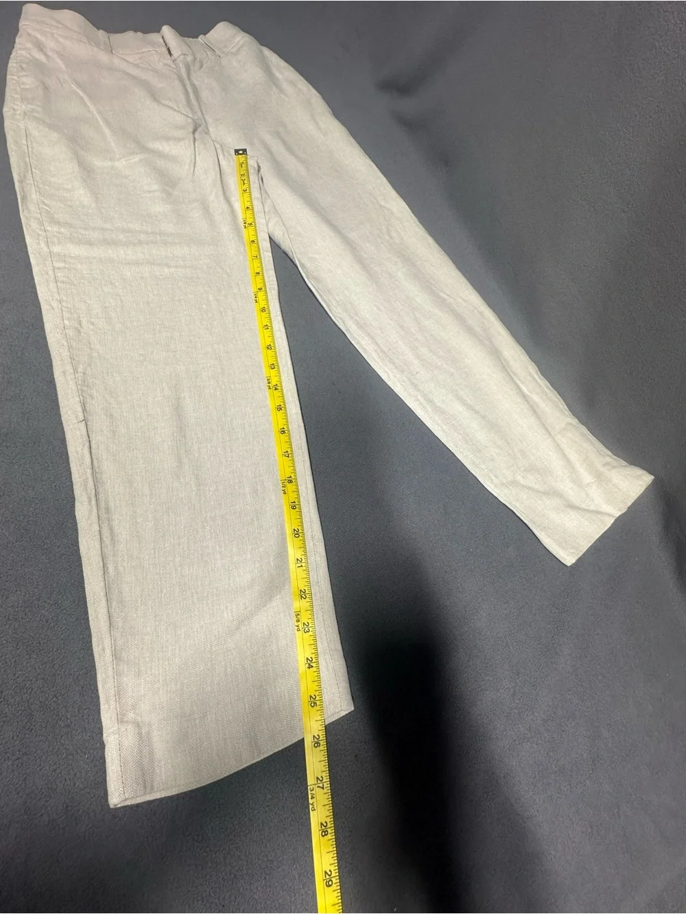 H&M Women's Light Cream Linen-Blend Tapered Pants